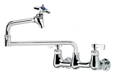 Krowne 16-252L Wall Mount Royal Series Pot Filler Faucet with 8" Centers 18" Jointed Spout Shut-Off Valve