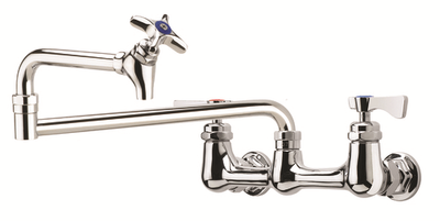 Krowne 16-251L Wall Mount Royal Series Pot Filler Faucet with 8" Centers 12" Jointed Spout Shut-Off Valve