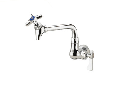 Krowne 16-178L Single Wall Mount Royal Series Pot Filler Faucet with 24" Jointed Spout Shutt-Off Valve