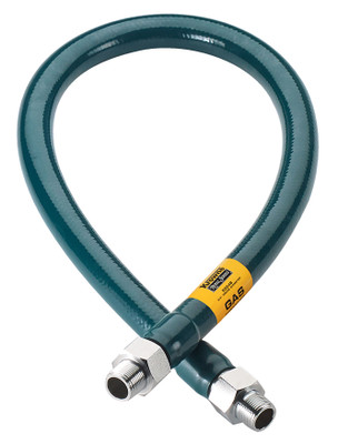 Krowne M10048 48” Royal Series Gas Hose Stainless Steel Corrugated Tubing & Radial Wrap With Green Antimicrobial PVC Coating - 1"
