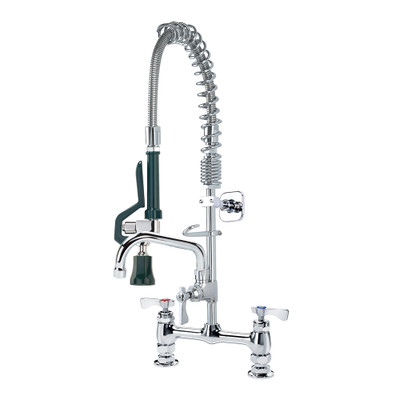 Krowne 18-606L Deck Mount Royal Series Space Saver Pre-Rinse Assembly with Add-On Faucet 8" Centers