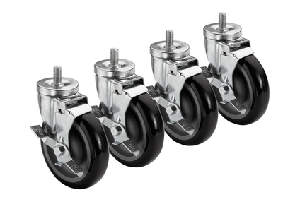 Krowne 28-141S 5" Dia. Swivel With Break Grease Resistant 1/2"-13 x 1" Threaded Stem Caster (Set Of 4)