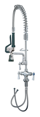 Krowne 18-508L Single Hole Deck Mount Royal Series Space Saver Pre-Rinse Assembly with Add-On Faucet Double Pantry