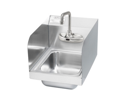 Krowne HS-65 9"W X 11"D X 5" Deep Bowl 4" Electronic Faucet 4-1/2" And Double Bend Spout and 7-3/4" Side Splashes Hand Sink Wall Mounted