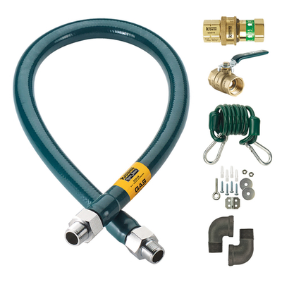 Krowne M12548K 48” Royal Series Moveable Gas Connection Kit With 2 Elbows Full Port Gas Valve And Quick Disconnect - 1 0.25"