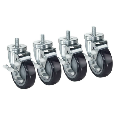 Krowne 30-141S 5" Grease Resistant Wheels 1/2"-13 Low Profile Threaded Stem Caster (Set Of 4)
