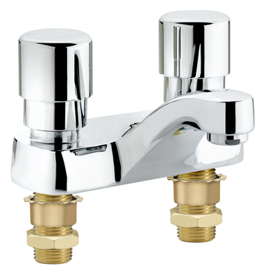Krowne 16-480L Deck Mount Self-Closing Push Button Valve with 4" Centers - 1.5 GPM