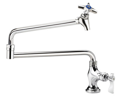 Krowne 16-163L Single-Deck Mount Royal Series Pot Filler Faucet with 24" Jointed Spout Shutt-Off Valve