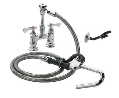 Krowne 20-204L Deck Mount Royal Series Pot Filler with 4" Adjustable Centers 72" Stainless Steel Flexible Hose