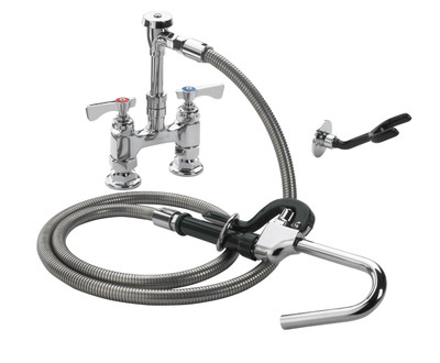 Krowne 20-204L Deck Mount Royal Series Pot Filler with 4" Adjustable Centers 72" Stainless Steel Flexible Hose