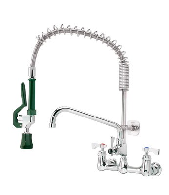 Krowne 18-725L Wall Mount Royal Series Self Master Pre-Rinse Assembly with Add-On Faucet 8" Centers