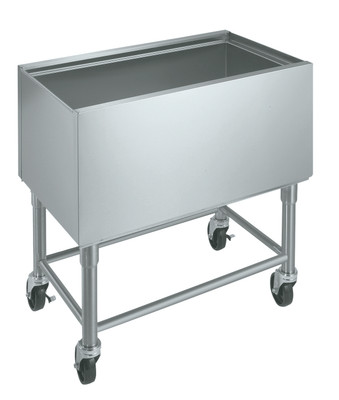 Krowne MB-1830 30"W x 18-1/2"D x 30"H Stainless Steel Crossbraced Legs Mobile Ice Bin With Casters