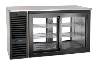 Krowne PTSD60L 60"W x 24"D Two-Section Sliding Door Pass Thru Refrigerated Back Bar Storage Cabinet - 115V