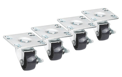 Krowne BC-132 2" Dia. Low Profile With Brakes Plate Casters (Set Of 4)