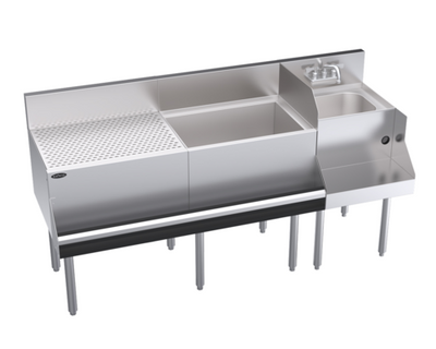 Krowne KR24-W66A-10 66" x 24" Royal Series Underbar Ice Bin/Cocktail Station With Blender Station & Drainboard