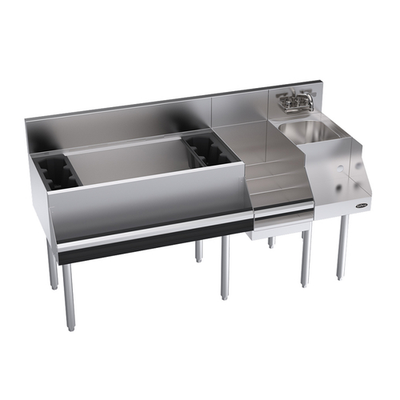 Krowne KR24-W60D-10 60" x 24" Royal Series Underbar Ice Bin/Cocktail Station With Blender & Liquor Stations