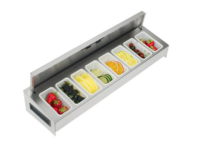 Krowne KR-521 Fits 30" Ice Bin Stainless Steel Royal Series Garnish Station With Sliding Cover