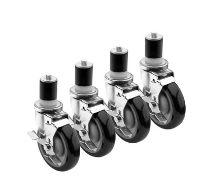 Krowne 28-118S 3" Dia. Swivel With Lock Grease Resistant 1 1/2" Stem Caster (Set Of 4)