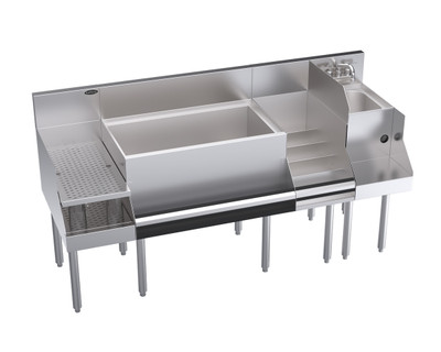 Krowne KR24-W66C-10 66" x 24" Royal Series Underbar Ice Bin/Cocktail Station With Blender Liquor Stations & Drainboard