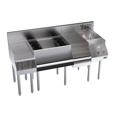 Krowne KR24-W60C-10 Royal Series Underbar Ice Bin/Cocktail Station With Blender Liquor Stations &amp; Drainboard