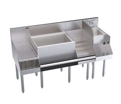 Krowne KR24-W60C-10 Royal Series Underbar Ice Bin/Cocktail Station With Blender Liquor Stations & Drainboard