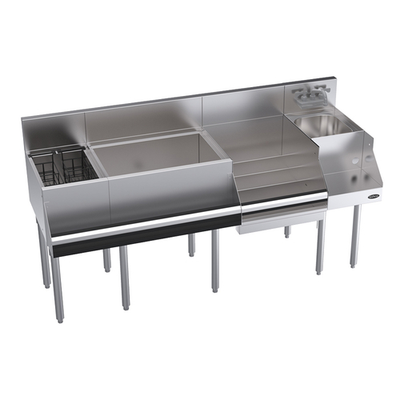 Krowne KR24-W66E-10 66" x 24" With Blender & Liquor Stations Royal Series Underbar Ice Bin/Cocktail Station