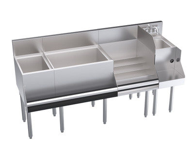 Krowne KR24-W66E-10 66" x 24" With Blender & Liquor Stations Royal Series Underbar Ice Bin/Cocktail Station