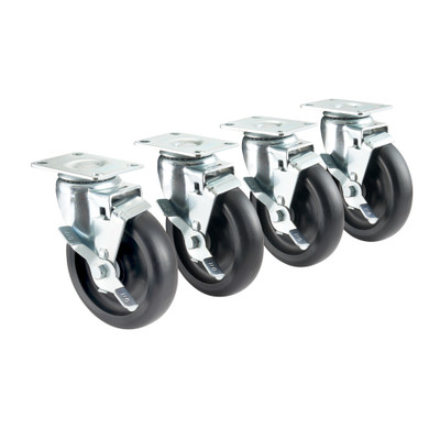 Krowne 30-113S 5" Dia. 2 3/8" x 3 5/8" Plate Swivel With Brake Economy Series Plate Caster (Set Of 4)