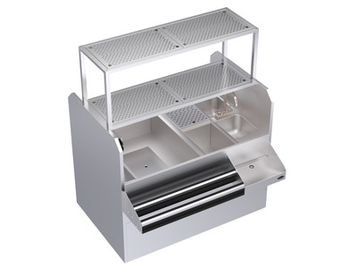 Krowne KRPT-54BLP-10 54" x 45" x 45" Pass-Thru Combo Royal Series Underbar Ice Bin/Cocktail Station