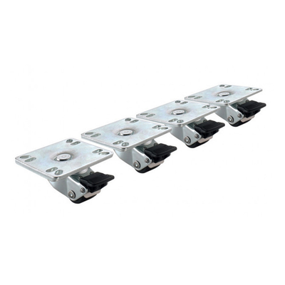Krowne BC-130 1" Dia. Ultra Low Profile With Brakes Plate Casters (Set Of 4)