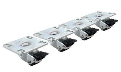 Krowne BC-130 1" Dia. Ultra Low Profile With Brakes Plate Casters (Set Of 4)