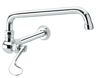 Krowne 12-171L 12" Spout 3/8" Inlet Splash-Mounted Silver Series Extended Wok Faucet