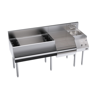 Krowne KR24-W66D-10 66" x 24" With Blender & Liquor Stations Royal Series Underbar Ice Bin/Cocktail Station