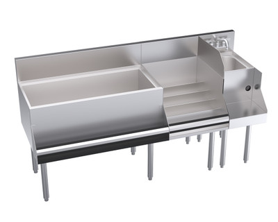 Krowne KR24-W66D-10 66" x 24" With Blender & Liquor Stations Royal Series Underbar Ice Bin/Cocktail Station