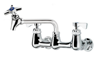 Krowne 16-250L Wall Mount Royal Series Pot Filler Faucet with 8" Centers 6" Spout Shut-Off Valve