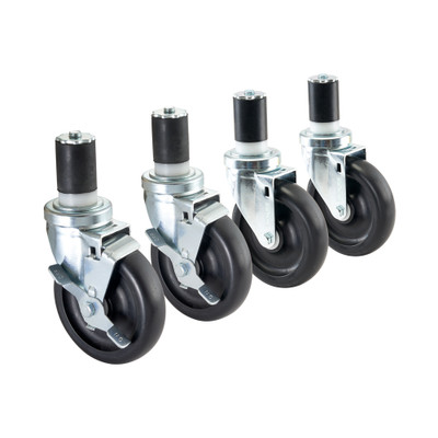 Krowne 30-125S 5" Dia. Swivel With Brake 1 1/2" Economy Series Stem Work Table Caster (Set Of 4)