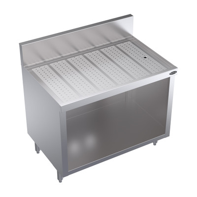 Krowne KR24-S36 36" x 24" Embossed Drainboard Top Royal Series Underbar Drainboard With Open Cabinet Base