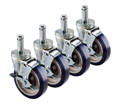 Krowne 30-151S 5" Dia. Swivel With Brake Silver Series Universal Wire Shelving Caster (Set Of 4)