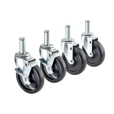 Krowne 30-151S 5" Dia. Swivel With Brake Silver Series Universal Wire Shelving Caster (Set Of 4)