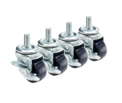 Krowne 28-139S 2" Dia. Swivel With Break Grease Resistant 1/2"-13 x 1" Low Profile Threaded Stem Caster (Set Of 4)