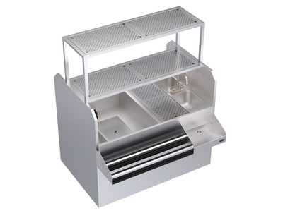 Krowne KRPT-54ALP-10 54" x 45" x 45" Pass-Thru Combo Royal Series Underbar Ice Bin/Cocktail Station