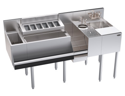 Krowne KR24-MX60 60"W x 24"D Splash Mount Royal Series Faucet Single Zero-Step Speed Station