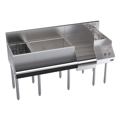 Krowne KR24-W60E-10 60" x 24" Royal Series Underbar Ice Bin/Cocktail Station With Blender & Liquor Stations