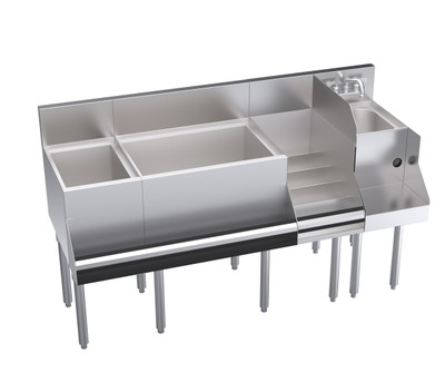 Krowne KR24-W60E-10 60" x 24" Royal Series Underbar Ice Bin/Cocktail Station With Blender & Liquor Stations
