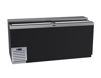 Krowne BC72-BG 72"W X 24"D Self-Contained Refrigeration Black Vinyl Clad Exterior Flat Top Bottle Cooler