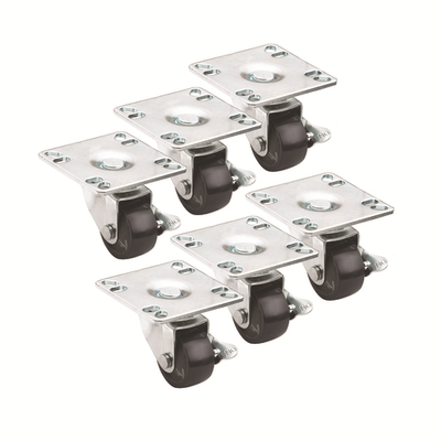 Krowne BC-133 2" Dia. Low Profile With Brakes Plate Casters (Set Of 6)