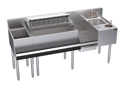 Krowne KR24-MX68A-10 68"W x 24"D Built-In 10 Circuit Cold Plate Splash Mount Royal Series Faucet  Single Zero-Step Speed Station