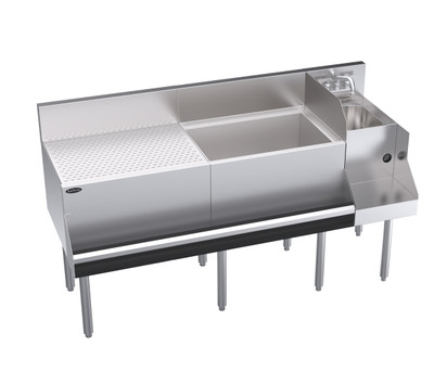 Krowne KR24-W60A-10 60" x 24" Left Splash Royal Series Underbar Ice Bin/Cocktail Station With Blender Station & Drainboard