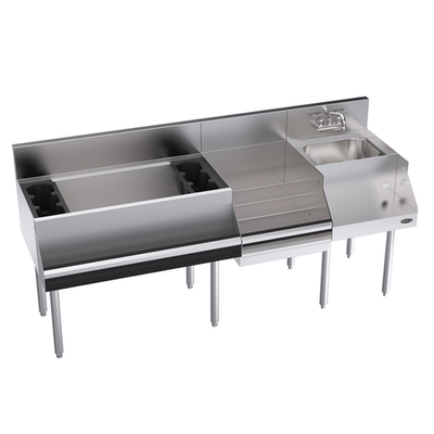 Krowne KR24-W72D-10 72" x 24" With Blender &amp; Liquor Stations Royal Series Underbar Ice Bin/Cocktail Station