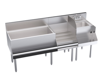 Krowne KR24-W72D-10 72" x 24" With Blender & Liquor Stations Royal Series Underbar Ice Bin/Cocktail Station